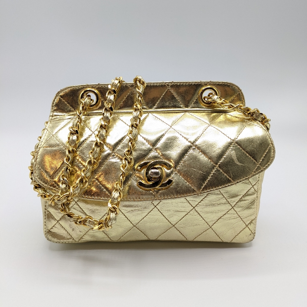 Chanel Metallic 24k Gold Chain Mini Flap Bag - Picture 1 of 14